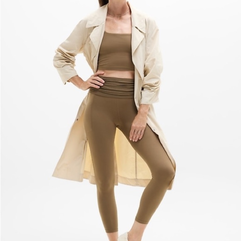 Athleta Salutation Stash 7/8 Leggings‎ Small Tall Clay Fold Over Waist
